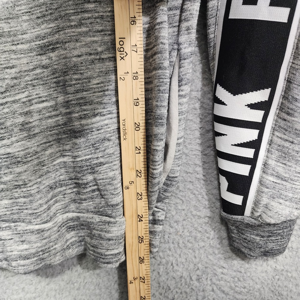 Victoria's Secret PINK Y2K Logo 1/4 Zip Hoodie Jacket Shirt Black Gray Small - Picture 3 of 6